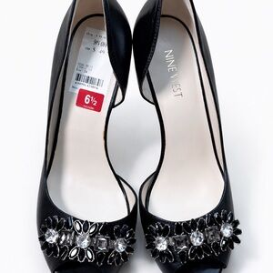 Nine West Black Heels with Embellishments